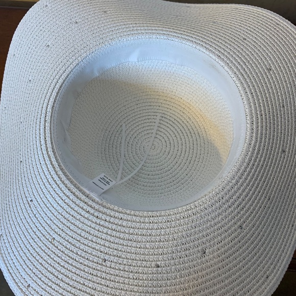 White Ashley Stewart Floppy Hat with Faux Diamond Studs - Picture 5 of 6
